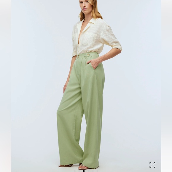 Madewell Tall Harlow Wide-Leg Pant NWT Pale Lemongrass Linen Lyocell Blend - Picture 1 of 12